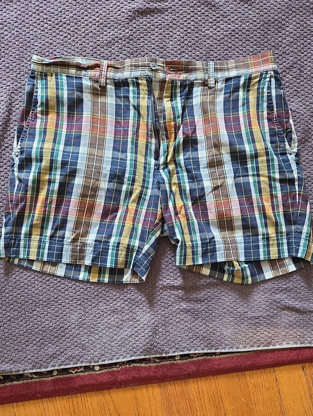 Polo Ralph Lauren Indian Madras plaid flat front dress shorts sz 35